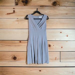 Calvin Klein Sleeveless Asymmetric A-Line/ Fit and Flare Gray Midi‎ Dress READ